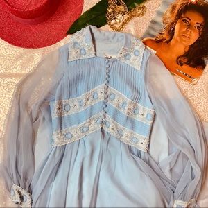 Vtg 60s Priscilla Vibes  embellished Dress